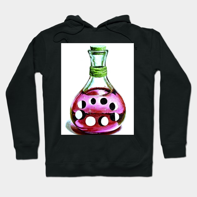 Pink and green Wiccan bottle - moon phases Hoodie by LukjanovArt